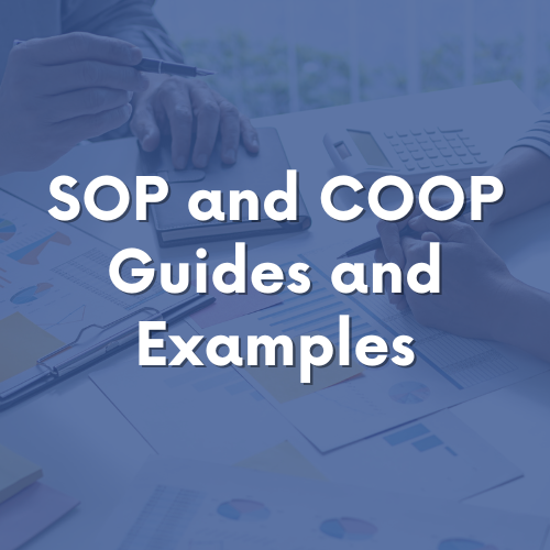 Thumbnail card for Standard Operating Procedures (SOP) and Continuity of Operations Plans (COOP) Guides and Examples