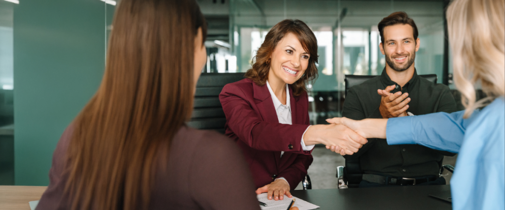 employers shaking hands